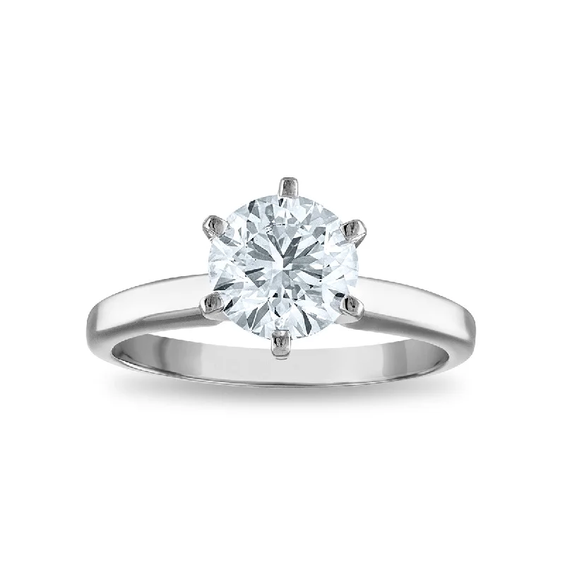 Women's engagement rings delicate-feminine-Signature Certificate EcoLove 2 1/2 CTW Round Lab Grown Diamond Solitaire Engagement Ring in 14KT White Gold