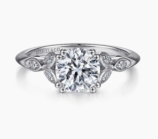 Women's engagement rings modern-grace-14K White Gold Round Diamond Engagement Ring - 0.07 ct - Shot 2 Celia