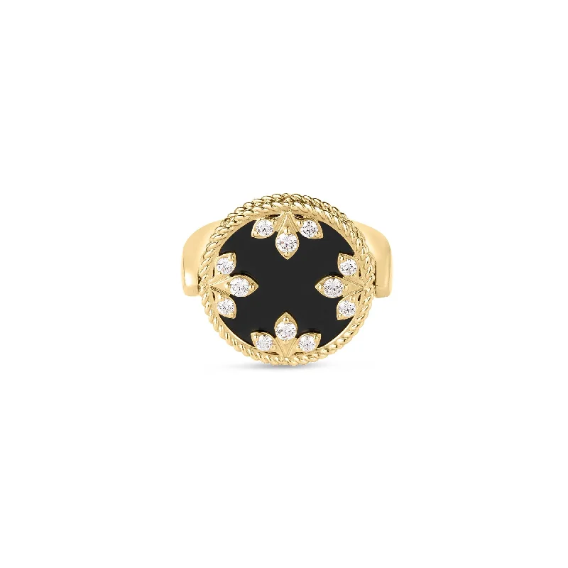 Women's rings gentle-elegance-Black Jade & Diamond Venetian Ring