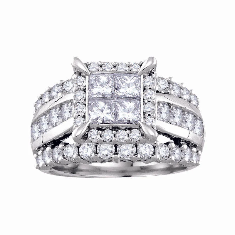 Women's engagement rings brilliant-gem-Signature 3 CTW Diamond Engagement Ring in 14KT White Gold