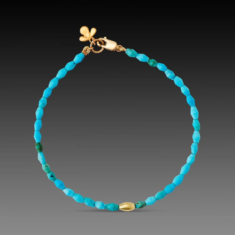 Women's bracelets artisan-style-Egyptian Faience & Gold Bracelet