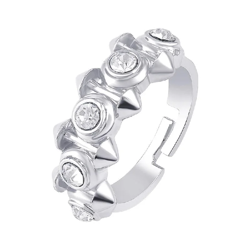 Women's rings gentle-chic-Darshana Jewels Silver Plated Austrian Stone Adjustable Ring