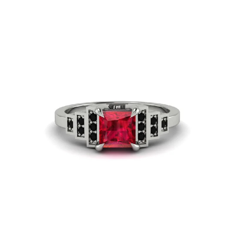 Women's engagement rings dazzling-accent-Ruby Geometric Princess Cut Engagement Ring - Thea No. 42