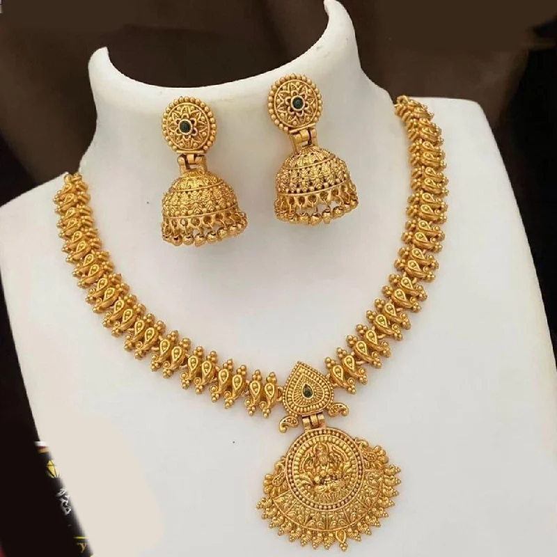 Women's necklaces striking-metal-FS Collection Gold Plated Temple Necklace Set