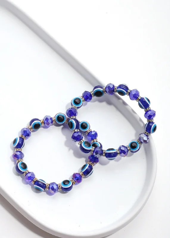 Women's bracelets daily-glow-Blue Evil Eye Bead Bracelet