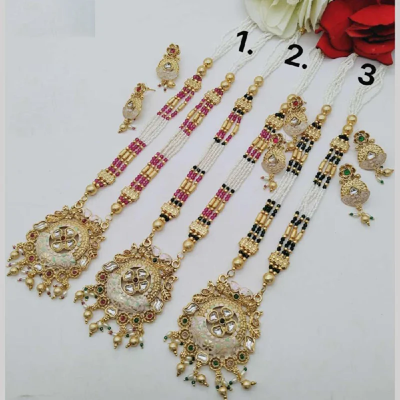 Women's necklaces gentle-style-FS Collection Gold Plated Long Necklace Set (1 Piece Only Assorted Design)