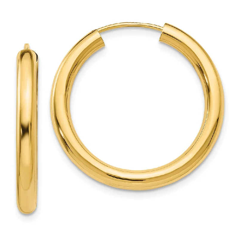 Women's earrings gentle-elegance-3mm x 25mm 14k Yellow Gold Polished Endless Tube Hoop Earrings