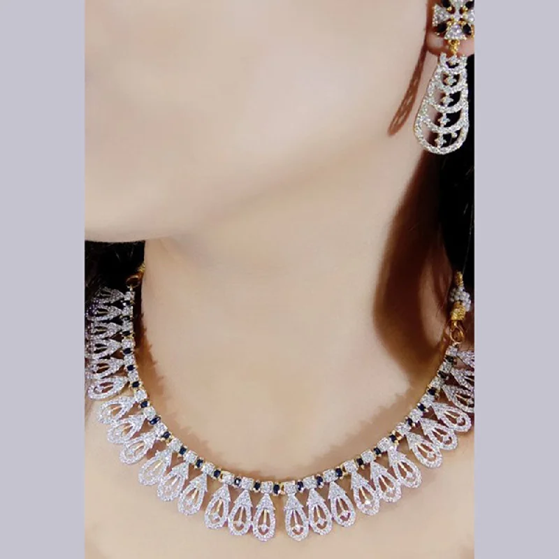 Women's necklaces soft-style-Beeji Creations American Diamonds Necklace Set