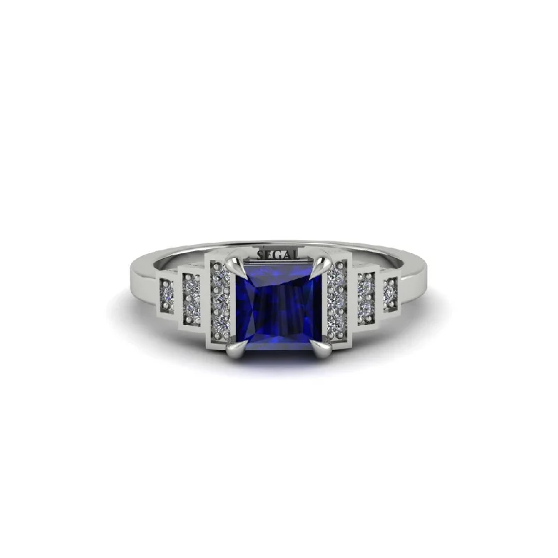 Women's engagement rings hand-set-Sapphire Geometric Princess Cut Engagement Ring - Thea No. 15