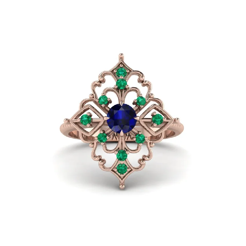 Women's engagement rings vintage-inspired-Emerald Royal Filigree Cluster Engagement Ring - Zinnia No. 29