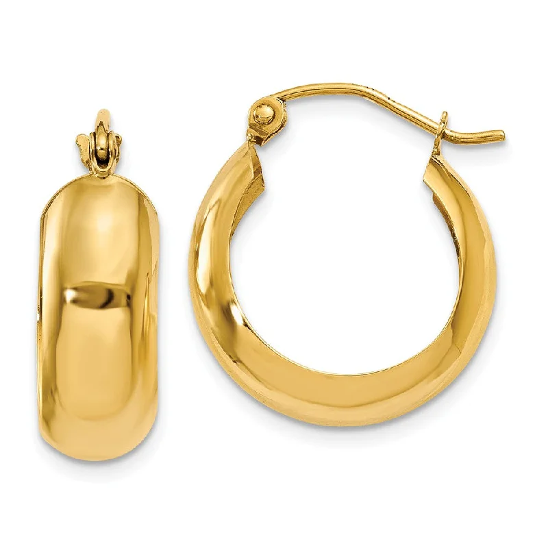 Women's earrings daily-elegance-7mm, 14k Yellow Gold Half Round Hoop Earrings, 18mm (11/16 Inch)