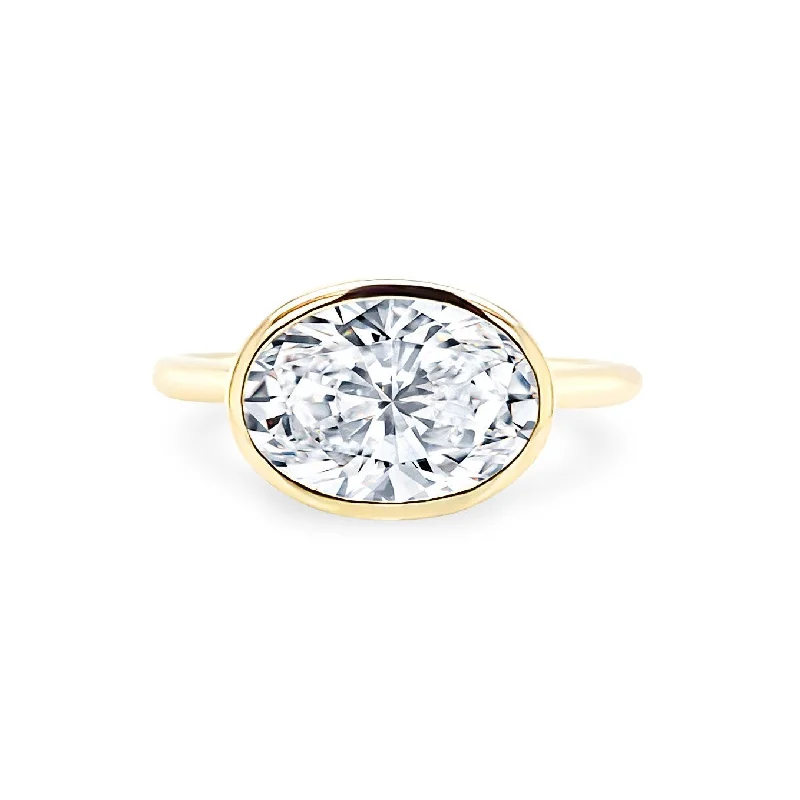 Women's rings evening-gem-East West Bezel Set Oval Cut Solitaire