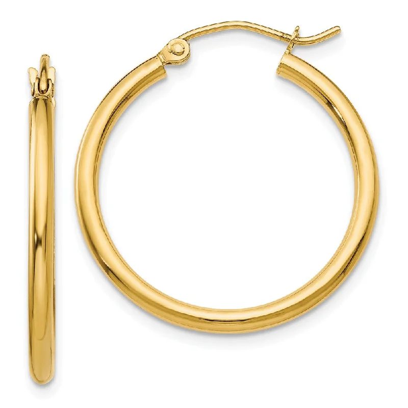 Women's earrings fine-classic-2mm x 25mm 14k Yellow Gold Classic Round Hoop Earrings