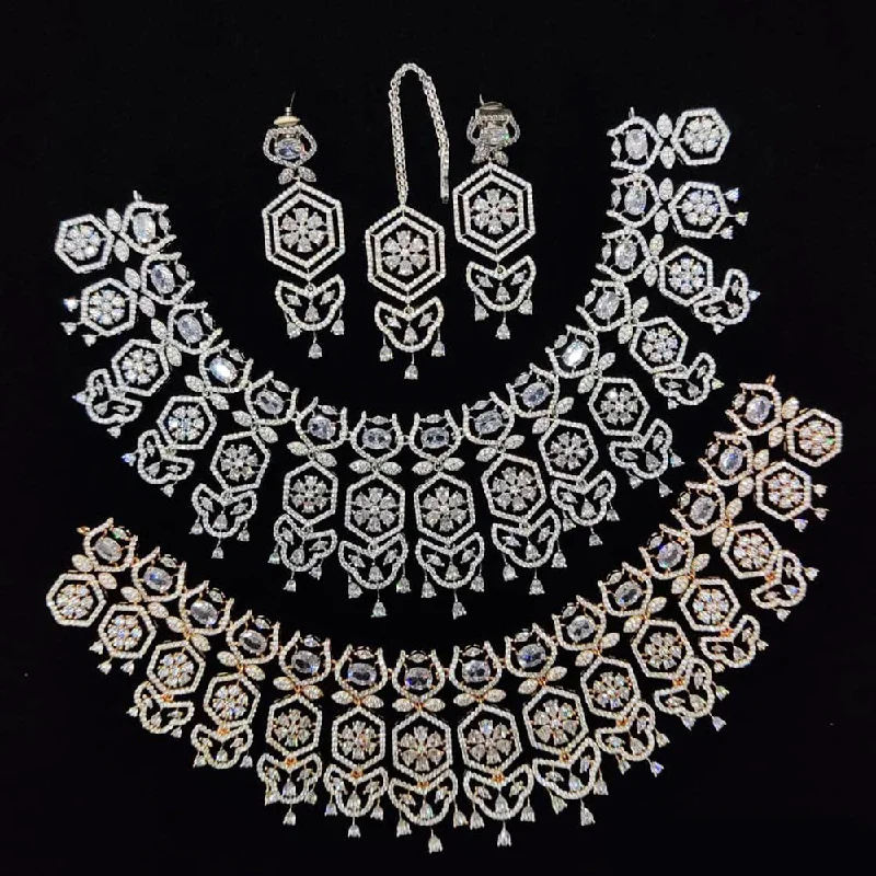 Women's necklaces retro-elegance-Kavita Art American Diamond Necklace Set