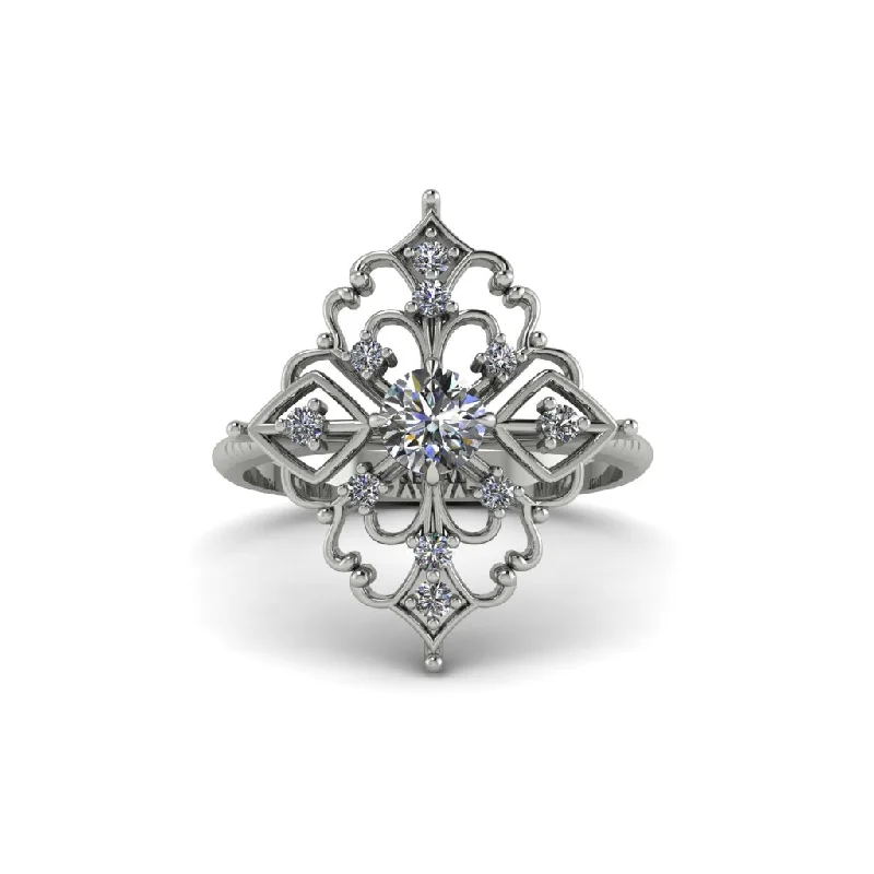 Women's engagement rings eternal-style-Diamond Royal Filigree Cluster Engagement Ring - Zinnia No. 3