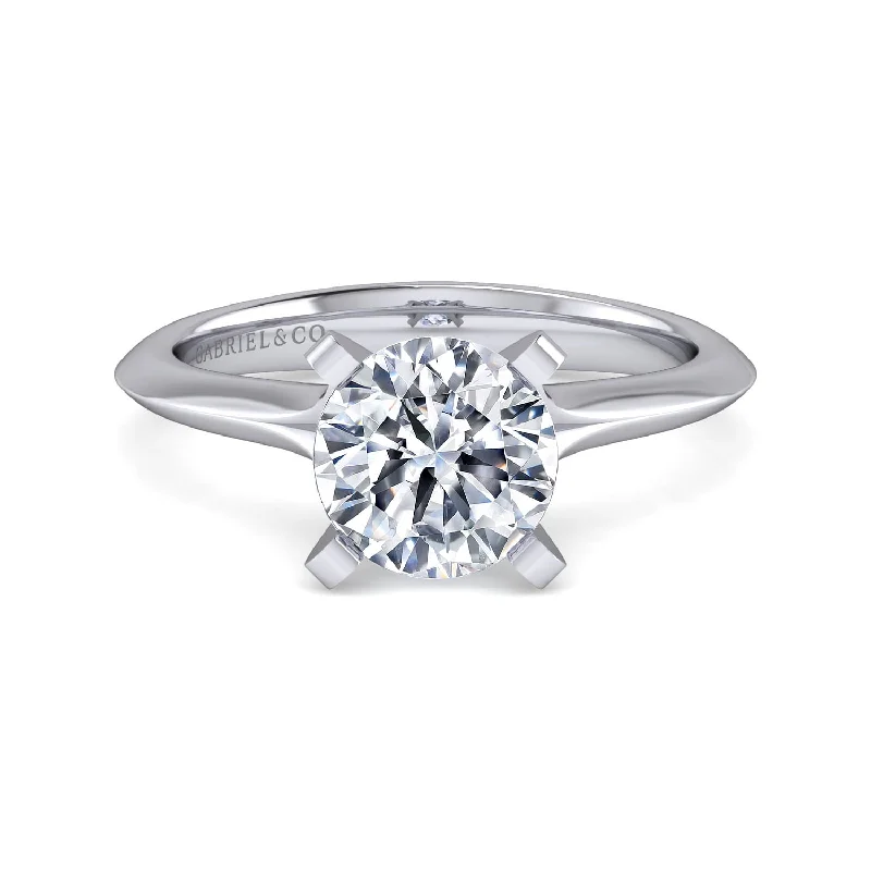 Women's engagement rings white-gold-Ellis - 14K White Gold Round Diamond Engagement Ring-Ellis