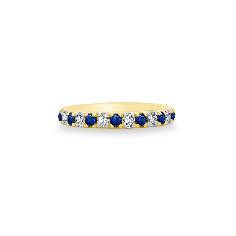 Women's rings gentle-gold-Gemstone and Diamond Halfway Band