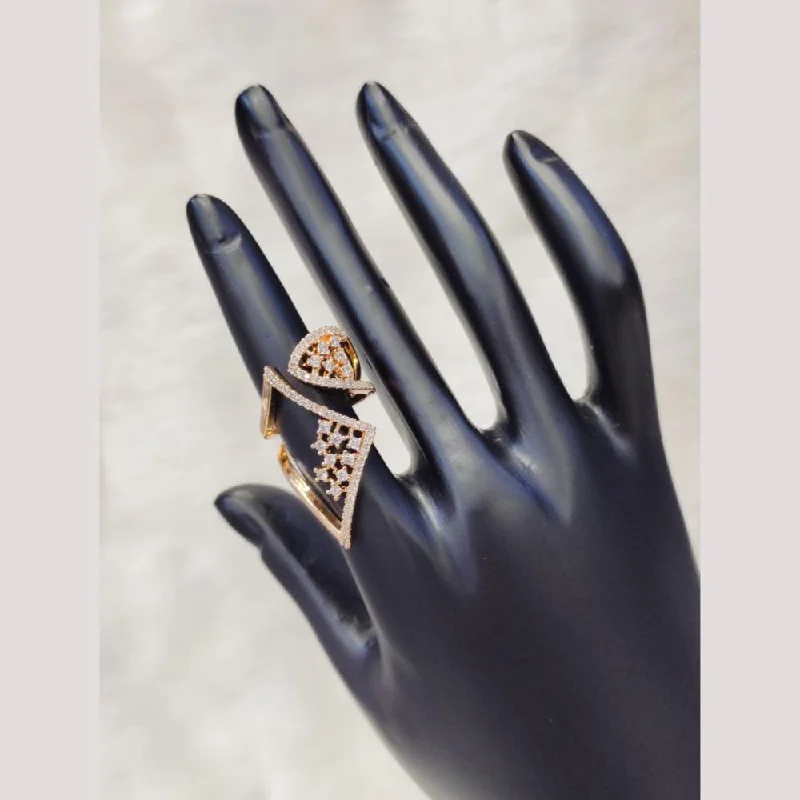 Women's rings contemporary-Aamrapali Rose Gold Plated Austrian Stone Ring