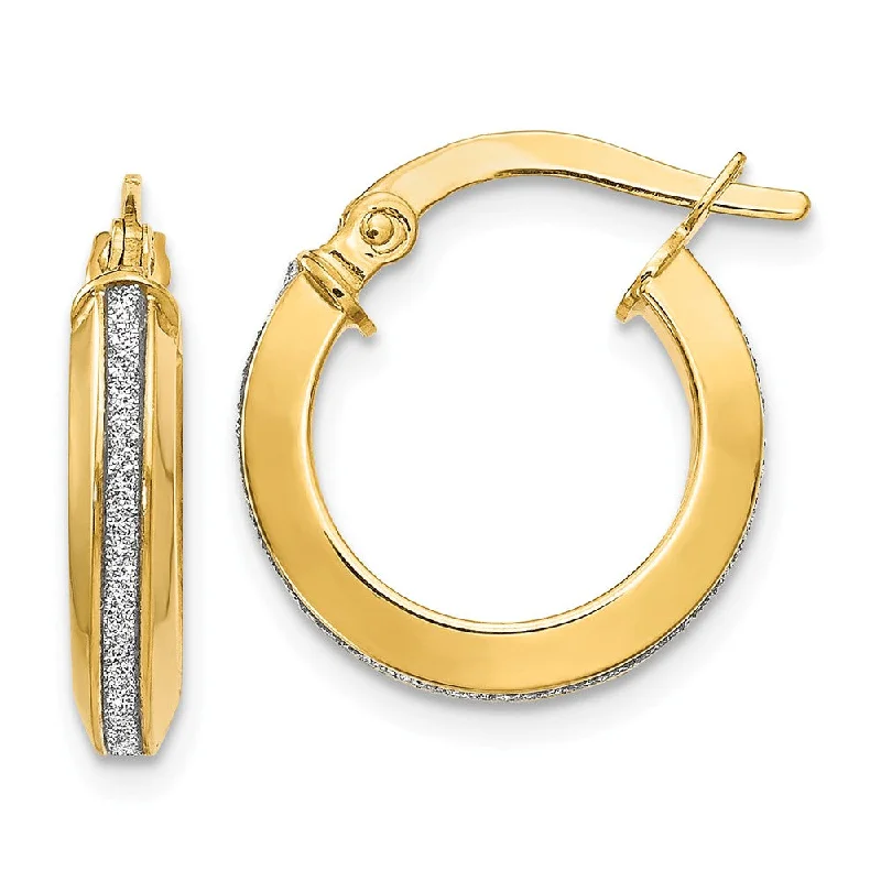 Women's earrings evening-chic-3mm Glitter Infused Round Hoop Earrings in 14k Yellow Gold, 14mm