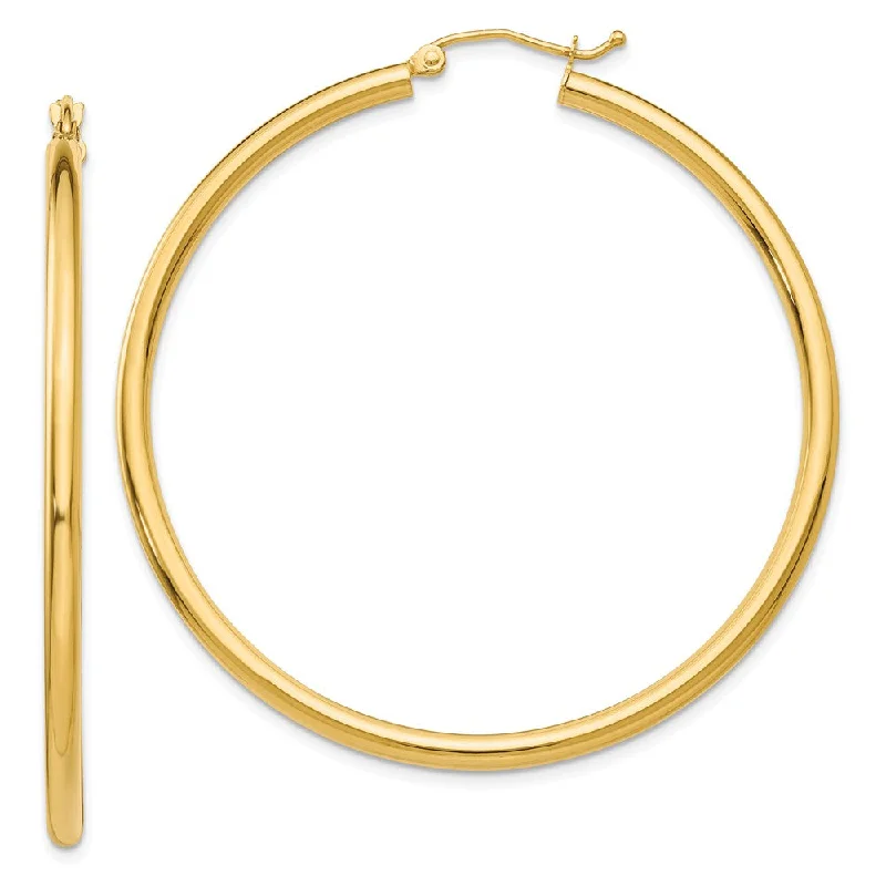 Women's earrings refined-chic-2.5mm x 50mm 14k Yellow Gold Classic Round Hoop Earrings