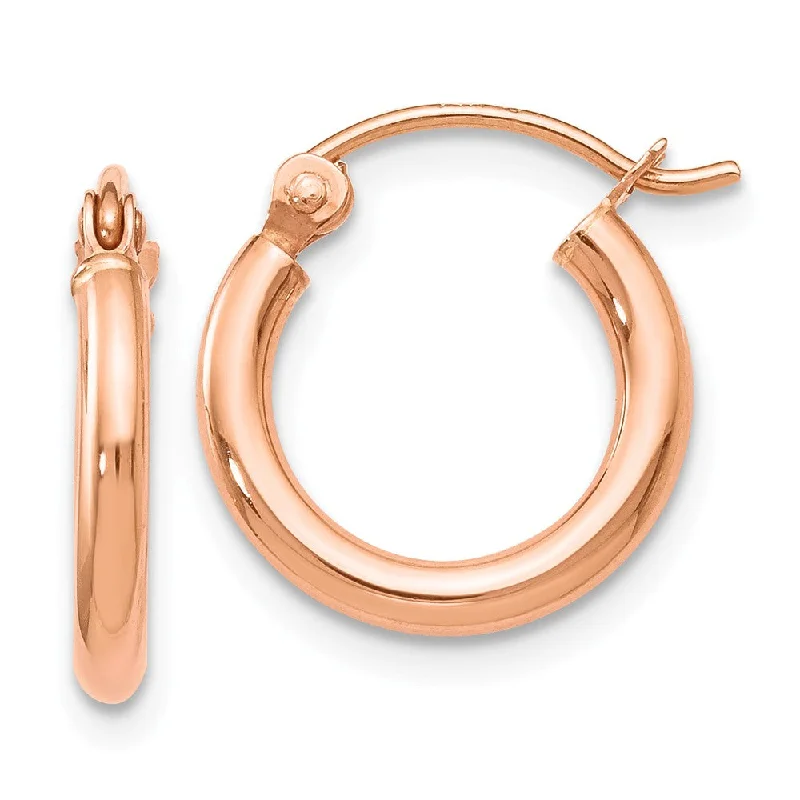 Women's earrings fine-gold-2mm Round Hoop Earrings in 14k Rose Gold, 12mm (7/16 Inch)