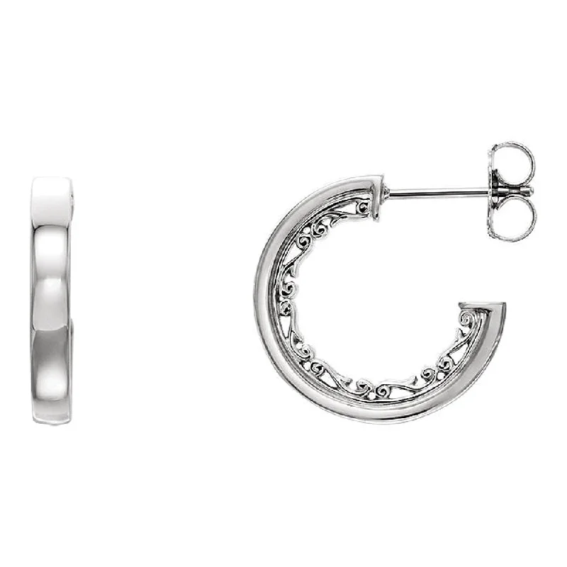 Women's earrings sleek-surface-2.7 x 16mm 14k White Gold Vintage-Inspired Round Hoop Earrings