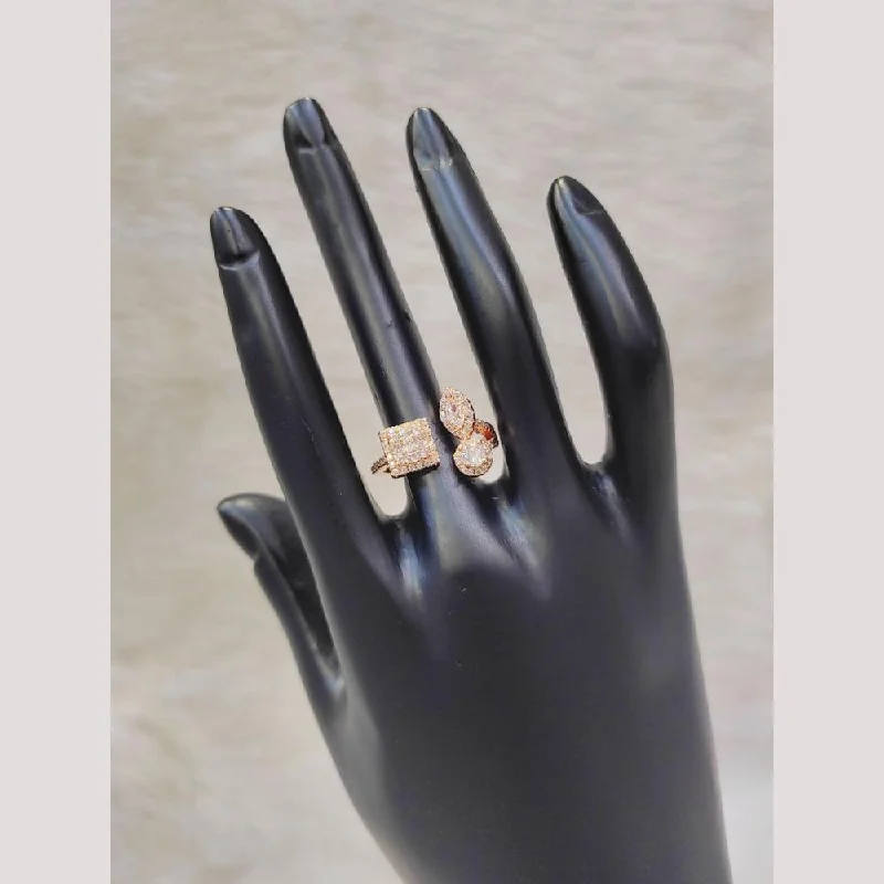 Women's rings slim-profile-Aamrapali Rose Gold Plated Austrian Stone Ring