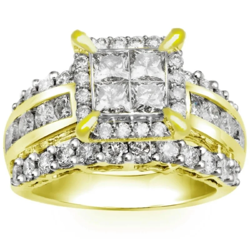 Women's engagement rings contoured-Signature 3 CTW Diamond Engagement Ring in 14KT Yellow Gold