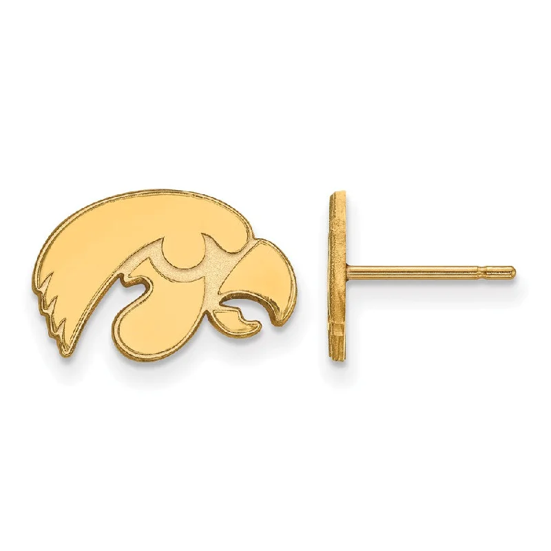 Women's earrings fine-drop-14k Yellow Gold University of Iowa XS (Tiny) Mascot Post Earrings