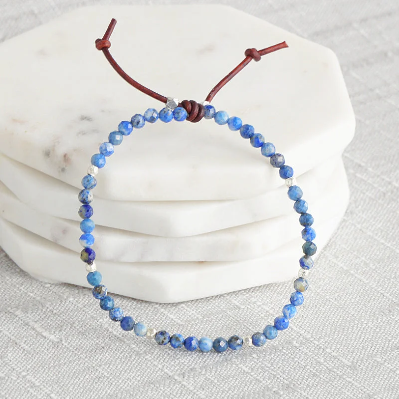 Women's bracelets striking-gemstone-Tiny Mantras Bracelet - Lapis Lazuli | Daily Intention Bracelet