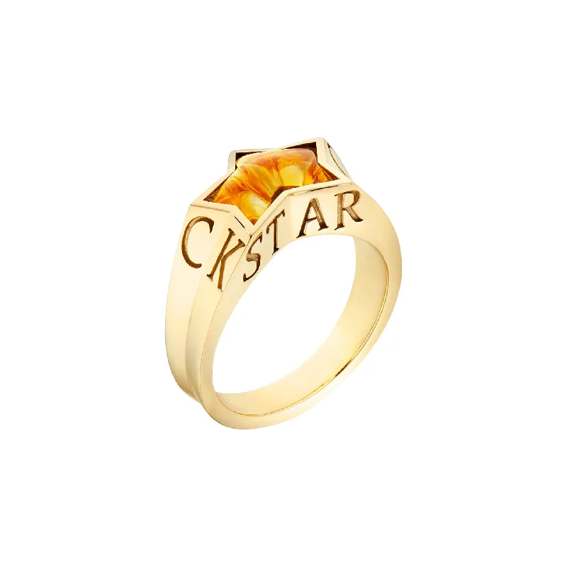 Women's rings fine-style-Citrine No Regrets Rock Star Pinky Ring