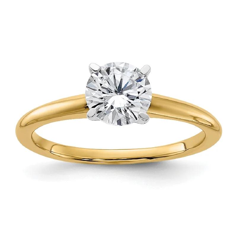 Women's engagement rings proposal-gem-6.5MM Round Moissanite Solitaire Engagement Ring in 14KT Yellow Gold; Size 6