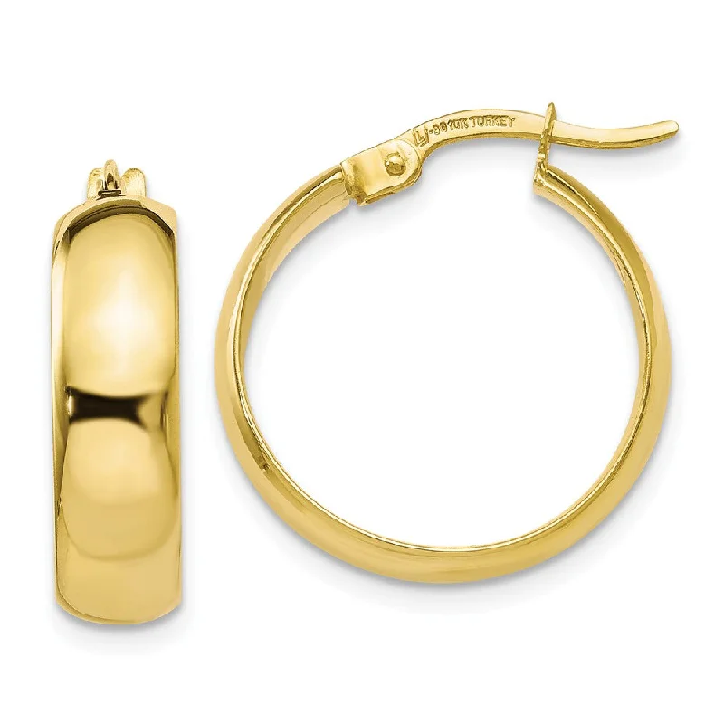 Women's earrings fine-gold-drop-4.5mm Polished Round Hoop Earrings 10k Yellow Gold, 18mm (11/16 Inch)