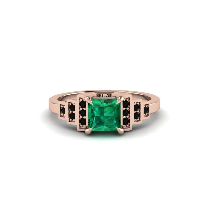 Women's engagement rings radiant-gold-Emerald Geometric Princess Cut Engagement Ring - Thea No. 35