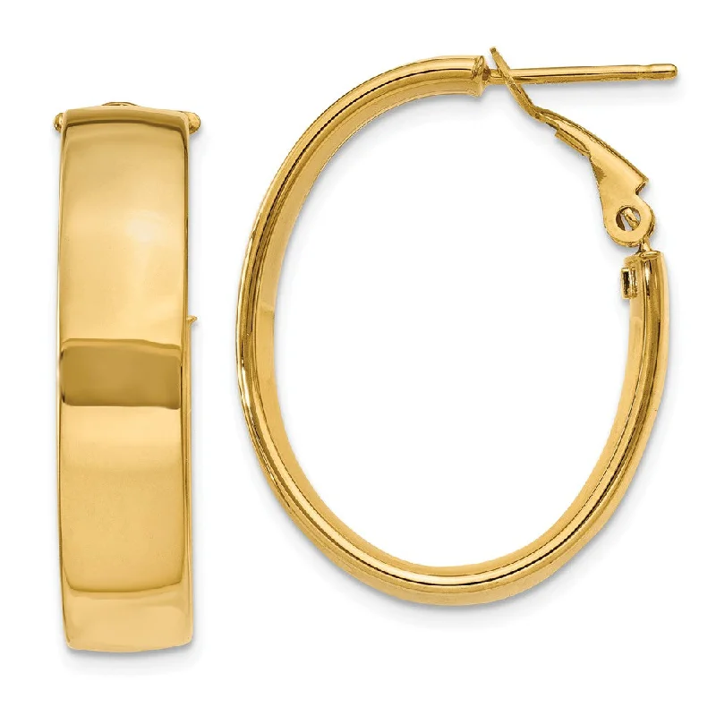 Women's earrings creative-chic-6.75mm, 14k Yellow Gold Omega Back Oval Hoop Earrings, 25mm (1 Inch)