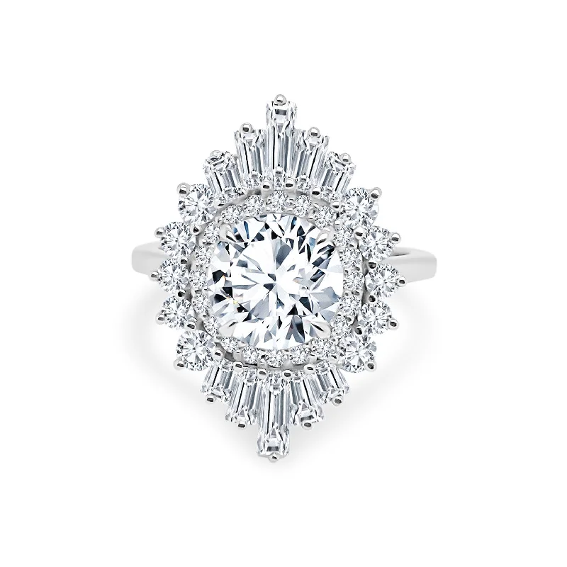 Women's rings gentle-elegance-Round Diamond with Sunburst Halo