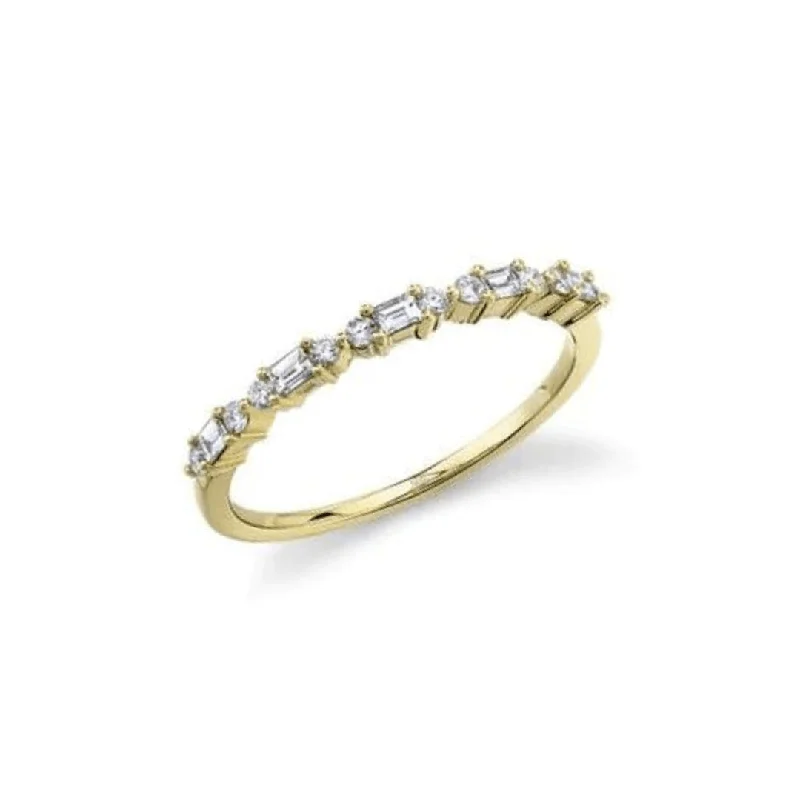 Women's rings radiant-stone-Alternating Double Round & Baguette Ring