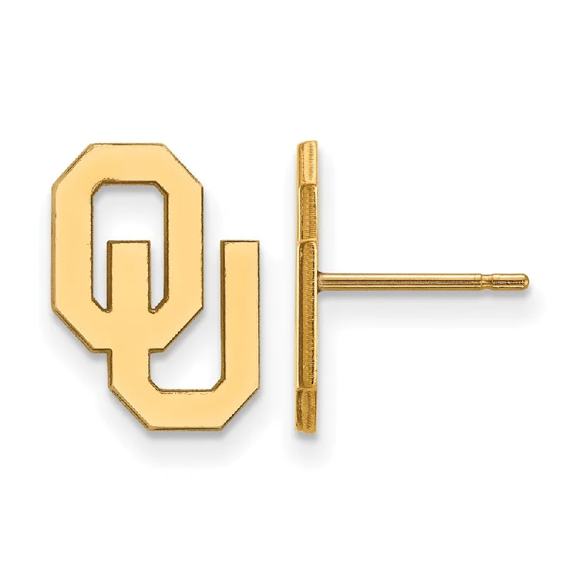 Women's earrings arched-10k Yellow Gold University of Oklahoma Small Post Earrings