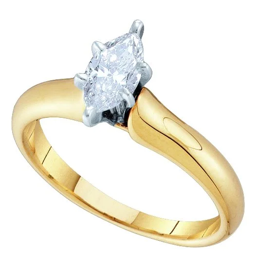 Women's engagement rings delicate-stone-Signature Certificate 1/2 CTW Marquise Diamond Solitaire Engagement Ring in 14KT Yellow Gold