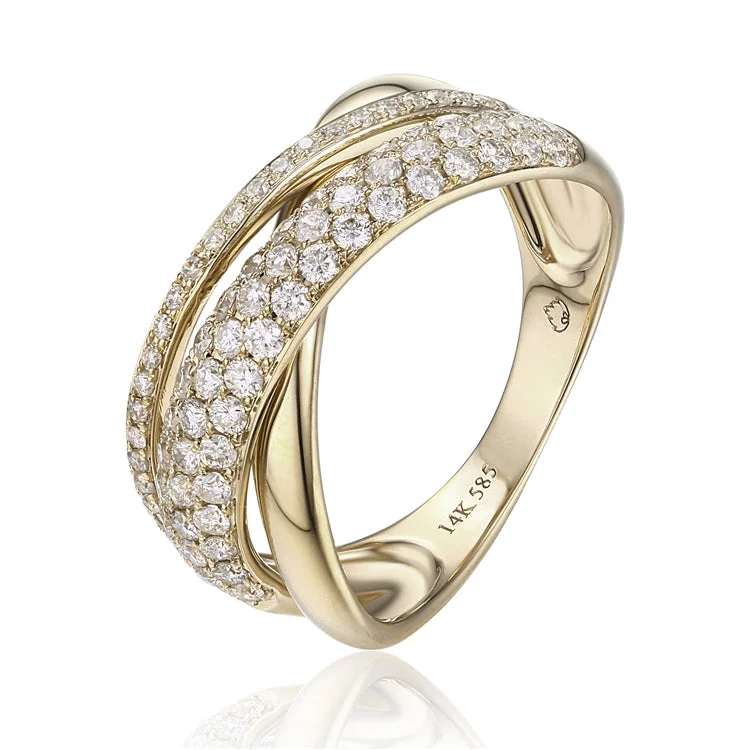 Women's rings fine-style-Luvente 14k Diamond Multi Band Fashion Ring R01206