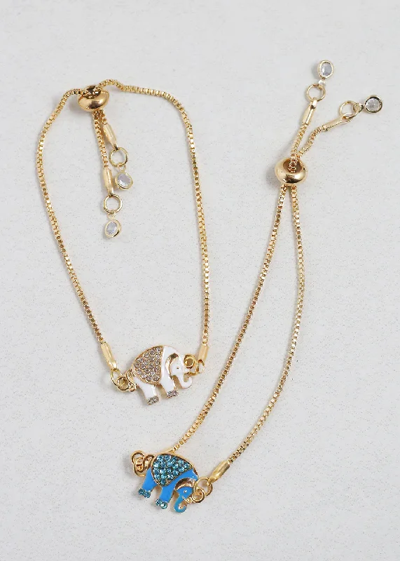 Women's bracelets blush-tone-Gold Elephant Charm Bracelet