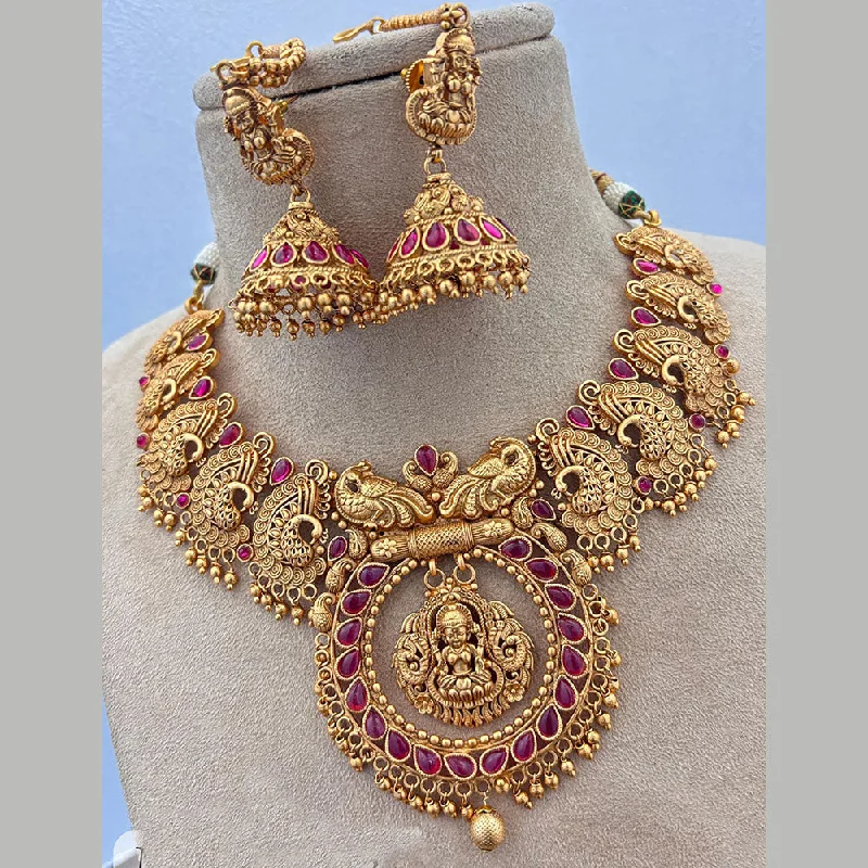 Women's necklaces fine-fit-Jewel Addiction Gold Plated Pota Stone Temple Choker Necklace Set