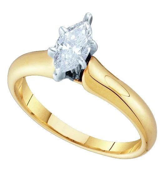 Women's engagement rings luxe-gold-Signature Certificate 1 CTW Marquise Diamond Solitaire Engagement Ring in 14KT Yellow Gold