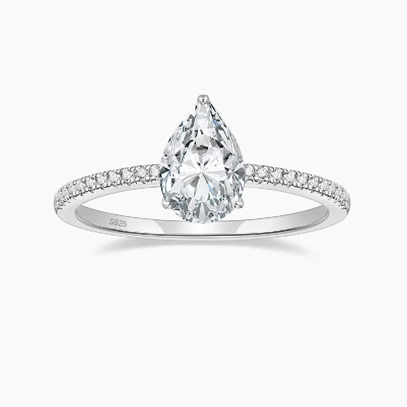 Women's engagement rings modern-grace-2CT Sterling Silver Pear Engagement Ring