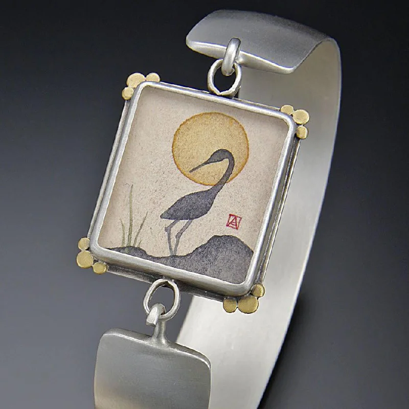 Women's bracelets creative-chic-Crane Silhouette Cuff Bracelet