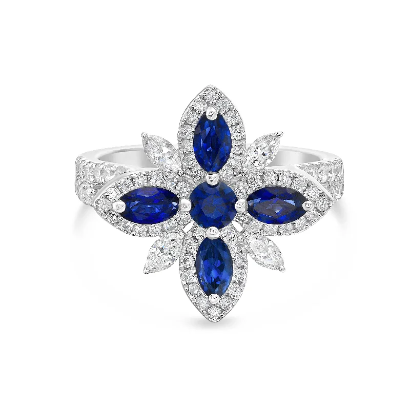 Women's rings holiday-gem-Diamond and Sapphire Ring