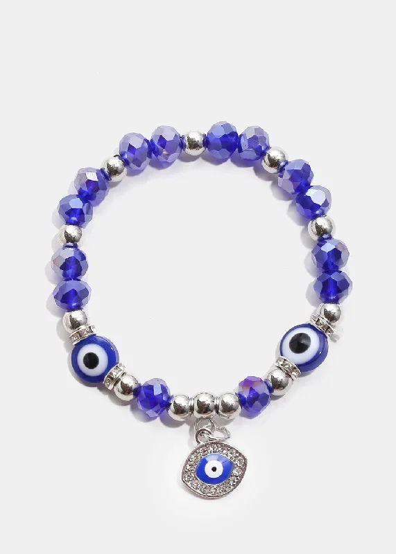 Women's bracelets striking-chic-Blue Evil Eye Bracelet & Earring Set