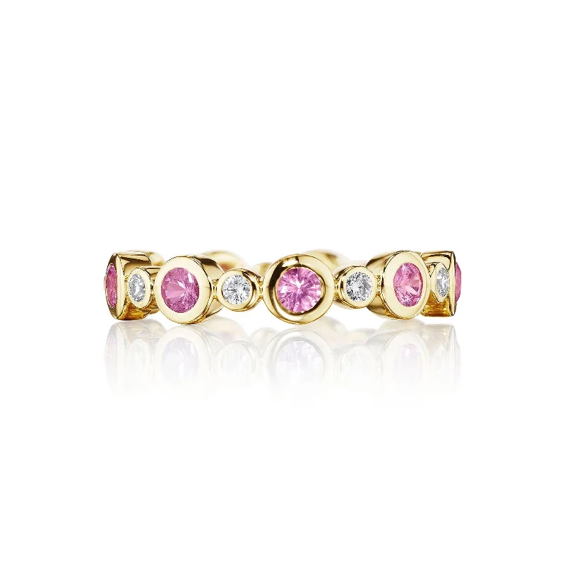 Women's rings green-silver-Pink Sapphire & Diamond Aura Ring