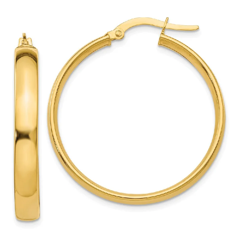 Women's earrings fine-drop-4mm x 28mm Polished 14k Yellow Gold Round Hoop Earrings