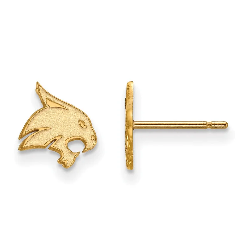 Women's earrings rare-design-10k Yellow Gold Texas State University XS (Tiny) Post Earrings